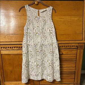 Rachel Zoe 100% Linen Sleeveless Multicolor Floral Print A-Line Dress Cottage